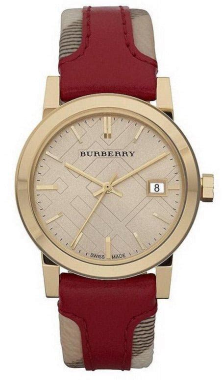 Burberry BU9111 Heritage Nova Gold Dial Leather Strap 